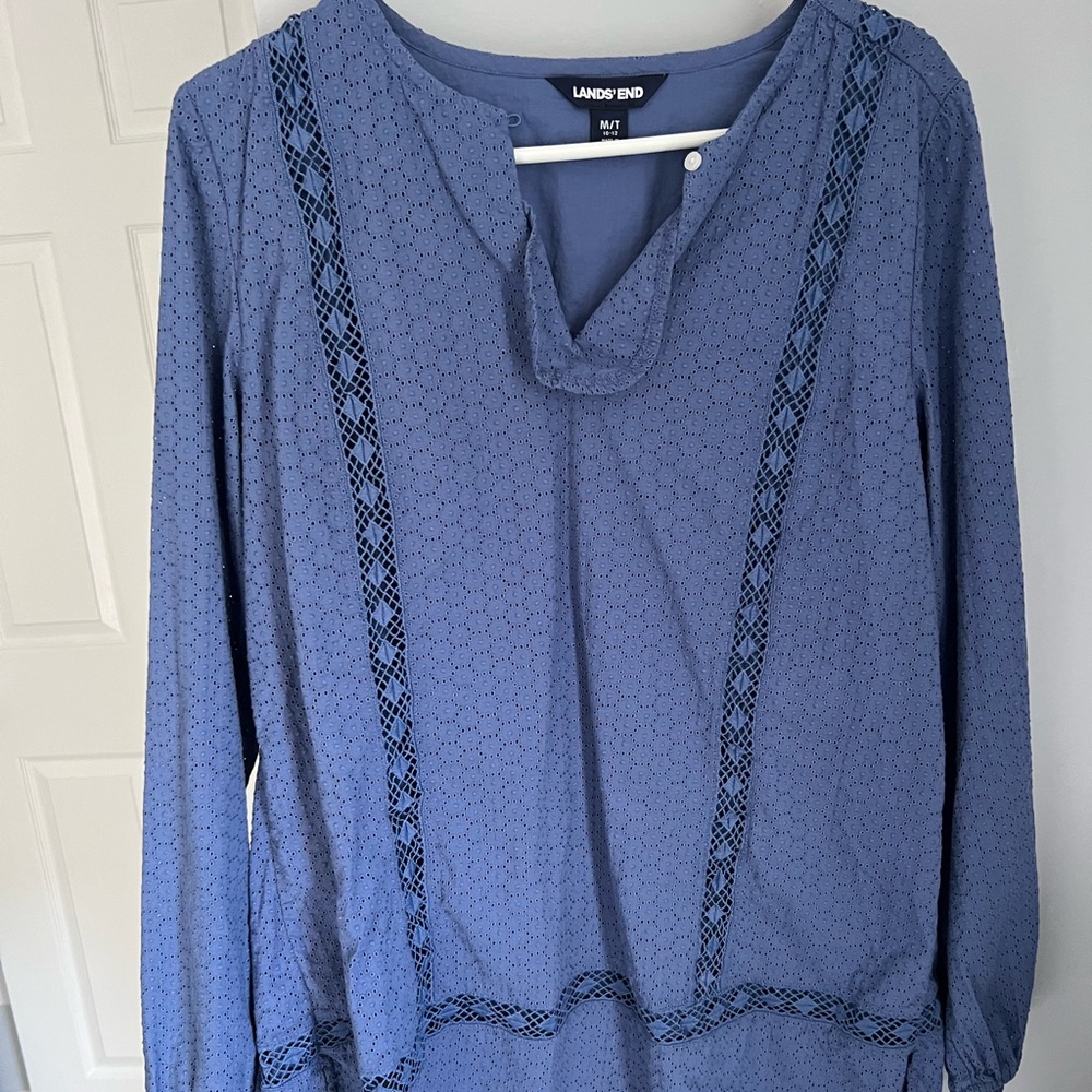 Lands End blue long sleeve top